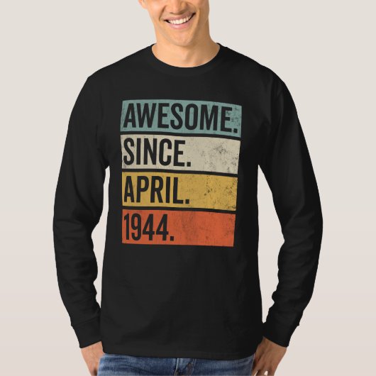1944素晴らし年4月誕生日レトロ Tシャツ (正面)