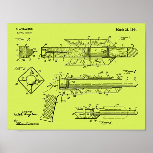 1944 Pistol Rocket Patent Art Drawing Print ポスター (正面)