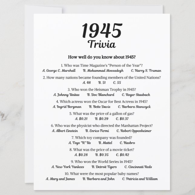 1945トリビアゲーム (正面)