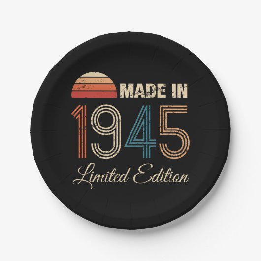 1945ヴィンテージ80誕生日 ペーパープレート (正面)