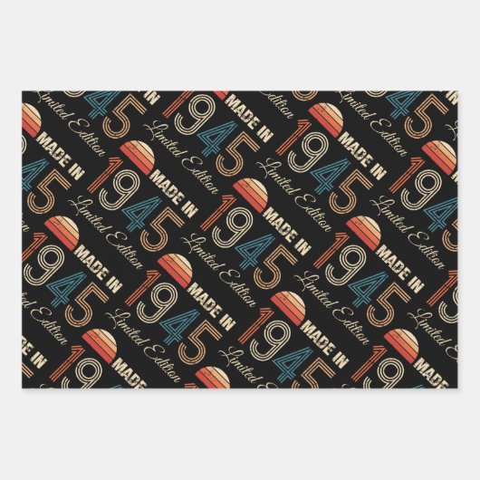 1945ヴィンテージ80誕生日 ラッピングペーパーシート (正面)