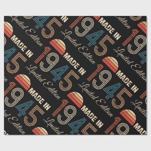 1945ヴィンテージ80誕生日 ラッピングペーパー (フラット)