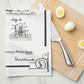 1945匹のはえのfishihgのボートのパテントのスケッチ キッチンタオル (四つ折り)