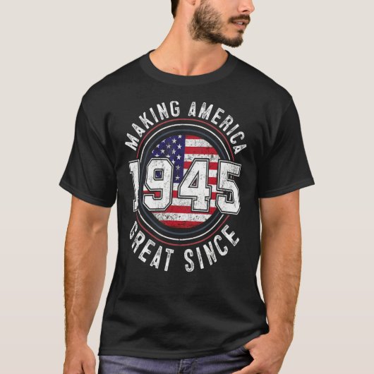 1945年から素晴らしアメリカを作るヴィンテージ78th Birt Tシャツ (正面)