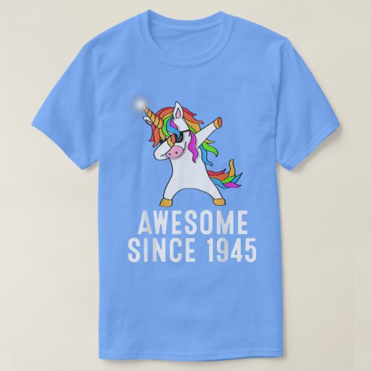 1945年から76歳の誕生日、ユニコーン素晴らしダブ Tシャツ (デザイン正面)