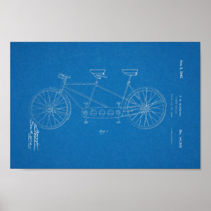 1945年のヴィンテージのSchwinnの自転車のパテントの青写真の芸術 ポスター
