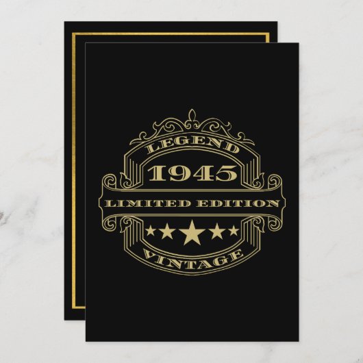1945年の誕生日パーソナライズされたパーティーへの招待 招待状 (正面/裏面)