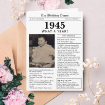 1945年新聞誕生日カード80歳の誕生日