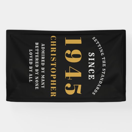 1945年生まれ 80歳誕生日 黒金 [名前] 横断幕 (横)