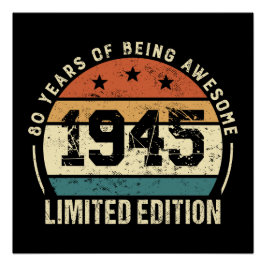 1945年製レトロな80歳の誕生日ギフトのアイデア ポスター