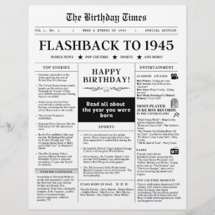 1945年 誕生日新聞(モック新聞) 白黒