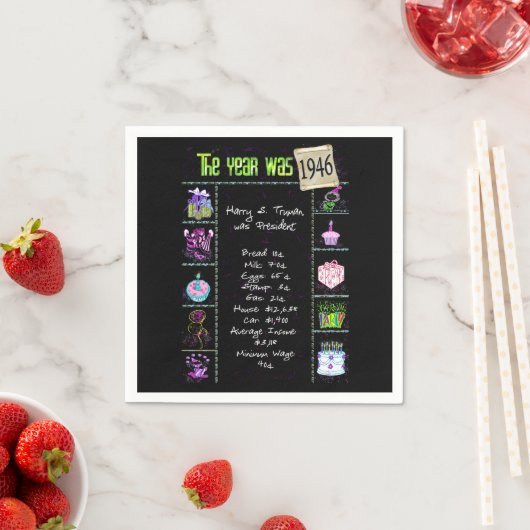 1946おもしろいファクトカードナプキンス スタンダードカクテルナプキン (インサイチュ)