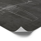 1946ヴィンテージ飛行機特許スケッチプリント ポスター (角)