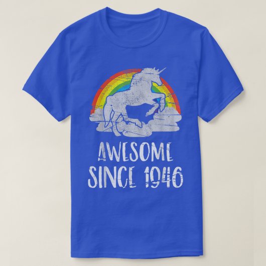 1946年から75歳の誕生日、ヴィンテージ素晴らし・ユニコーン Tシャツ (デザイン正面)