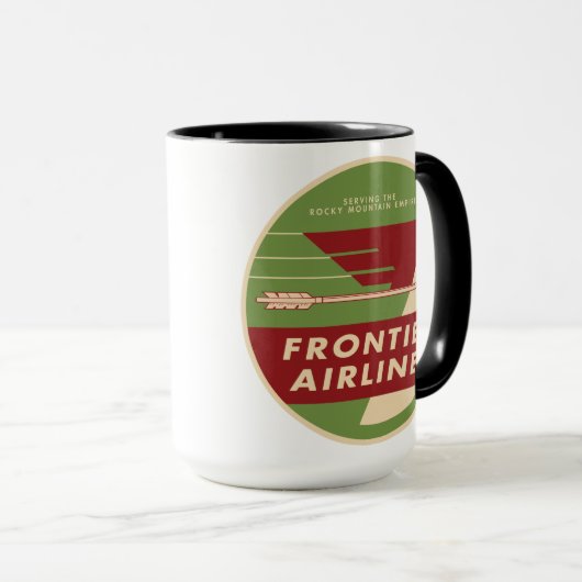 1946年のヴィンテージのフロンティア航空会社のロゴのマグ マグカップ (正面右)