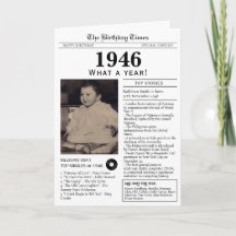 1946年の新聞の誕生日カード 80歳の誕生日
