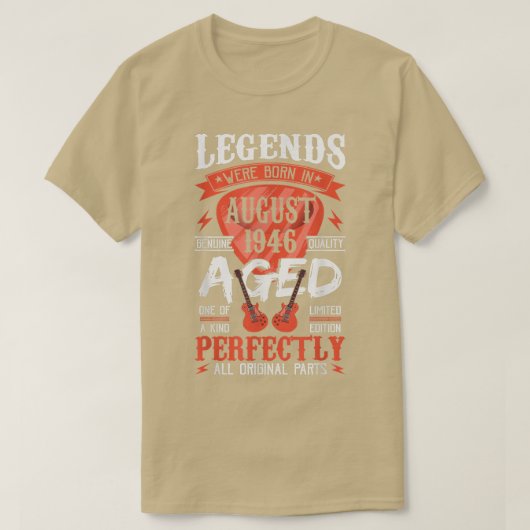 1946年の生まれギターで威厳があるのレジェンド Tシャツ (デザイン正面)