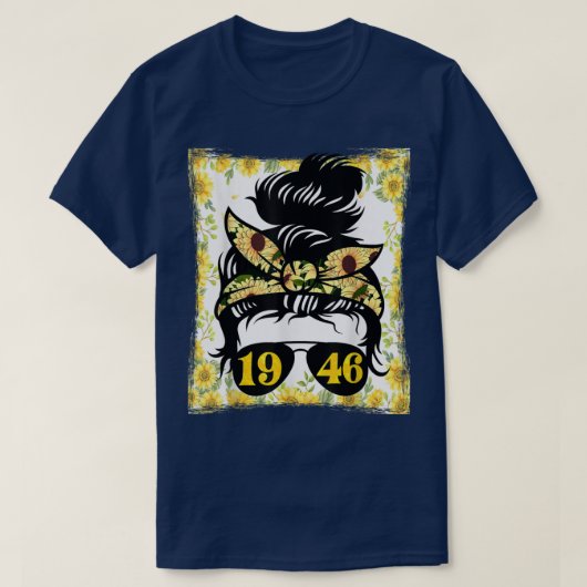 1946年の生まれ誕生日園芸女性のヒマワリ母 Tシャツ (デザイン正面)