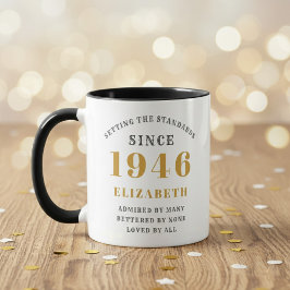 1946年生まれの80歳の誕生日お祝いに名前入りスタイリッシュデザイン マグカップ