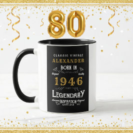 1946年生まれの80歳の誕生日を祝うヴィンテージ ブラック マグカップ