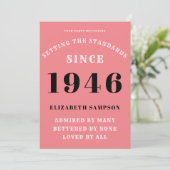 1946年生まれの80歳の誕生日 名前入り ピンク 招待状 (スタンド正面)