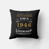 1946年生まれ80歳の誕生日お祝いに レジェンド ブラック クッション (裏面)