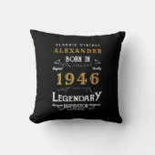 1946年生まれ80歳の誕生日お祝いに レジェンド ブラック クッション (正面)