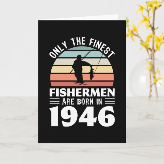 1946年生まれ80誕生日魚釣りギフトの漁師 カード (黄色い花)