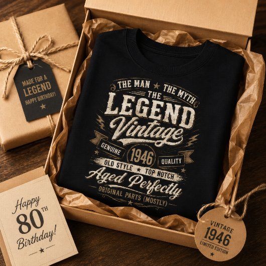 1946年製 ビンテージ風 80歳の誕生日 Tシャツ