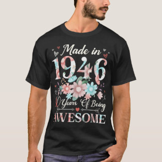 1946年製 80歳 誕生日 フローラル Tシャツ