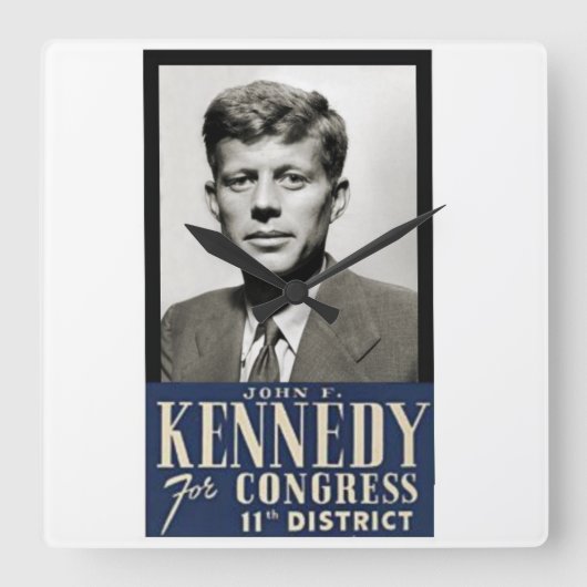 1946年頃John F Kennedy国会議員 スクエア壁時計 (正面)