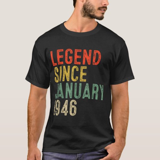 1946年1月生まれの伝説 80歳の誕生日プレゼント 80歳 Tシャツ (正面)