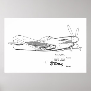 1946第2次世界大戦飛行機特許スケッチプリント ポスター