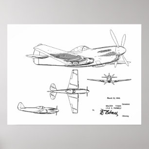 1946第2次世界大戦飛行機特許スケッチプリント ポスター