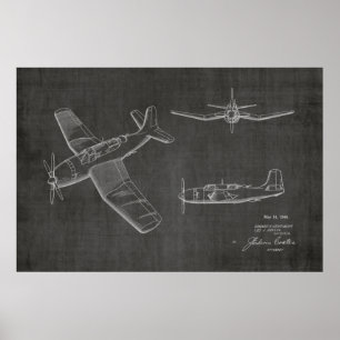 1946軍隊飛行機特許スケッチプリント ポスター