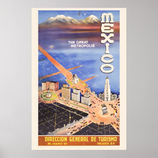 1946 メキシコ 大都市 ヴィンテージスタイル ポスター (正面)
