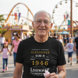 1946 誕生日お祝い レジェンド ブラック Tシャツ