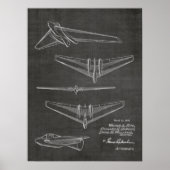 1946 Flying Wing Airplane Patent Art Drawing Print ポスター (正面)