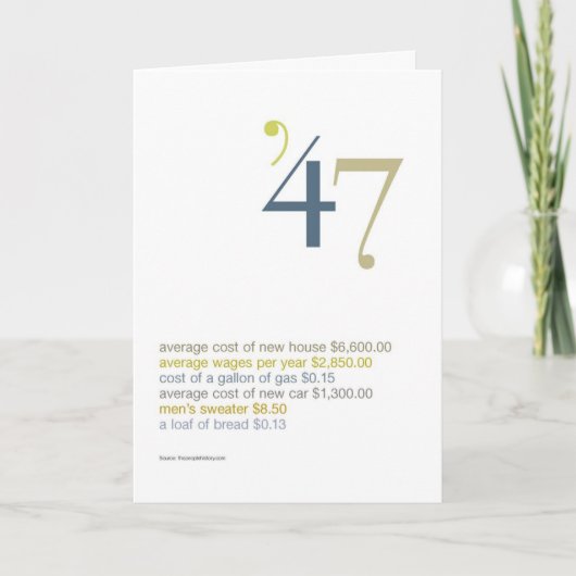 1947の誕生日のおもしろい事実 カード (正面)