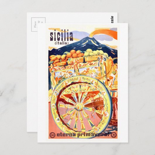 1947シチリアイタリア旅行ポスターエターナル春 ポストカード (正面/裏面)
