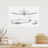 1947ヴィンテージ航空機特許スケッチ芸術プリント ポスター (キッチン)