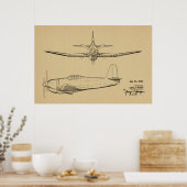 1947ヴィンテージ航空機特許スケッチ芸術プリント ポスター (キッチン)