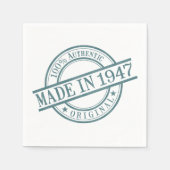1947年の誕生年間の丸ゴム印のロゴで作られる スタンダードカクテルナプキン (正面)