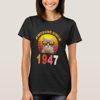1947年以来75誕生日ヴィンテージ素晴らし猫 Tシャツ