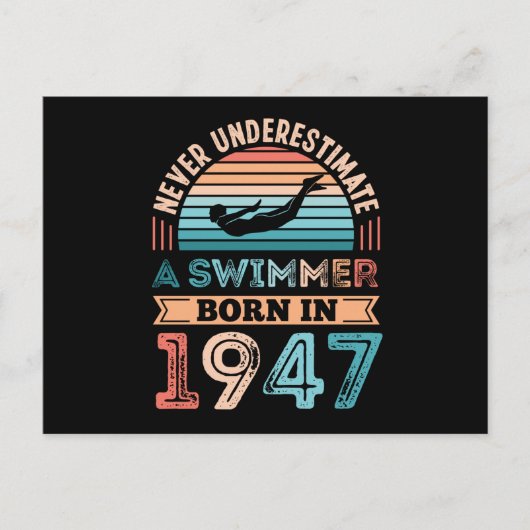 1947年生まれの水泳選手 80歳の誕生日 水泳ギフト ポストカード (正面)