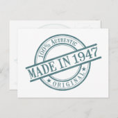 1947年生まれ 丸型ゴム印ロゴ ポストカード (正面/裏面)