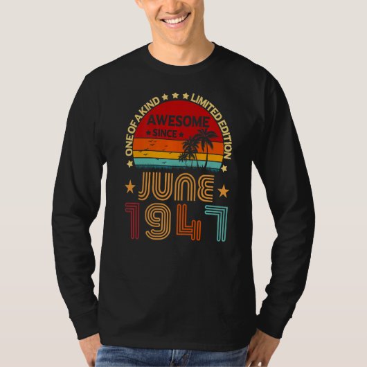 1947年6月素晴らしから75誕生日ヴィンテージ Tシャツ (正面)