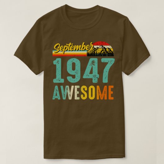 1947年9月誕生日ギフトシャツヴィンテージ9月 Tシャツ (デザイン正面)