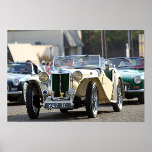 1947年MG TC ミジェット ロードスター コンバーチブル ポスター