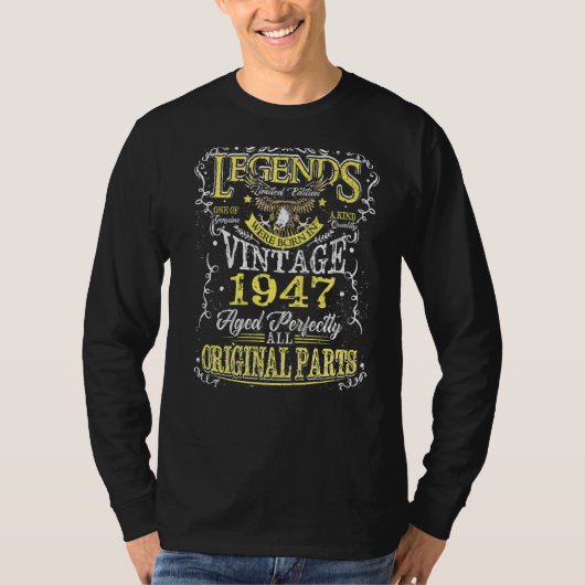 1947生まれ年76誕生日76歳の伝説 Tシャツ (正面)
